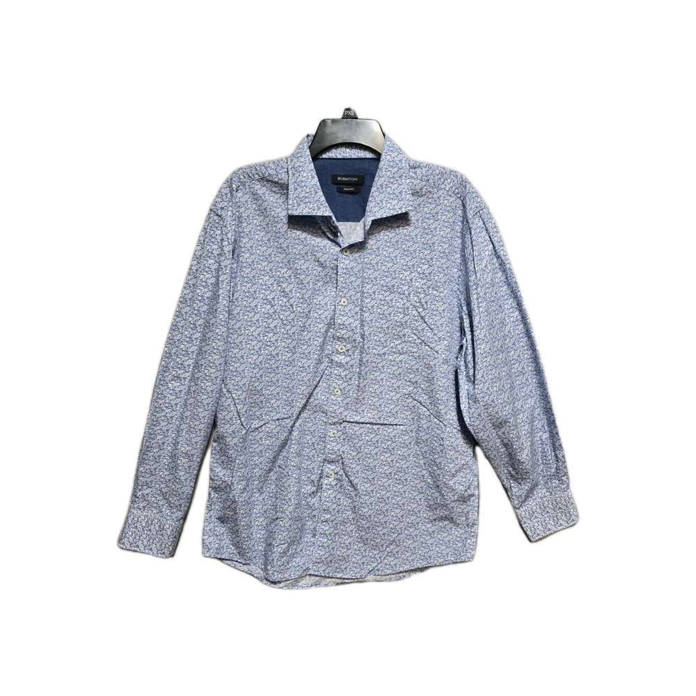 bugatchi shirt xl Men's Shaped Fit Blue Button Up Flor
